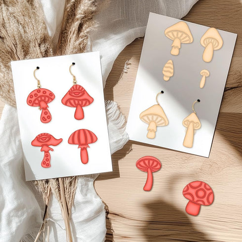 15pcs 3D ACRNIGHEET Mushroom Clay Cutters - Clay Cutters for Polymer Clay, Clay Cutters Shapes Mushroom, Cookie Cutter