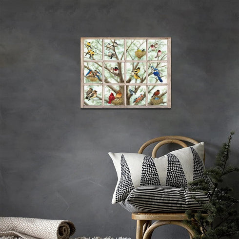 Rustic Birds Wall Art - Farmhouse Hummingbirds on Branch Pictures for Kitchen, Bathroom, Bedroom Decor