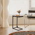 FDW C-Shaped End Table Wooden Top Side Table Adjustable Feet Small Cough Table Bedside End Table with Metal Frame