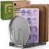 Compact Pan & Pot Lid Organizer Rack with 6 Adjustable Dividers, Steel Single Rack for Kitchen Cabinet, No Assembly