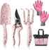 WORKPRO 5PCS Garden Tool Set, Heavy Duty Aluminum Gardening Tools with Garden Tool Bag, Outdoor Hand Tools, Pink