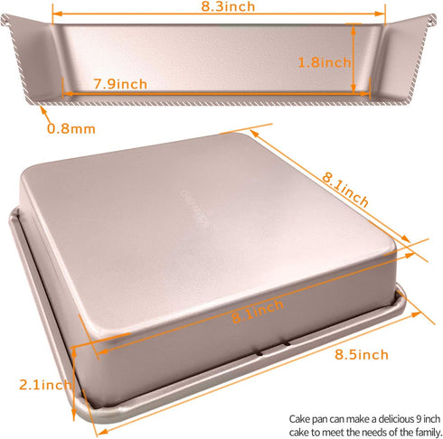 CHEFMADE Square Cake Pan, Bakeware Non-Stick Heavy Duty Carbon Steel Pan Deep Dish Oven Baking Mold Baking Tray Ovenware for Cakes, Bread, Pizza, Cookies by CHEFMADE