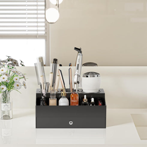 Hair Tool Organizer, Acrylic Blow Dryer Holder Stand for Straightener and Curling Storage, Bathroom Vanity Countertop