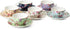 Set 6 (7 oz), Set 6, BTaT- Floral Tea Cups and Saucers of Porcelain Tea Cups of Modern Midnight Floral Design with Gold