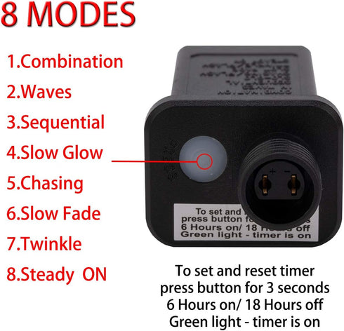 AWQ 50LED 49 C9 8 (50, FT Christmas String Lights Plug in Fairy Twinkle String Lights Modes Timer Function Waterproof