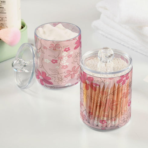 Kigai Watermelon 2PC Airtight Transparent Plastic Storage Jar for Food, Herbs, Tea, Easy to Use with Storage Lid