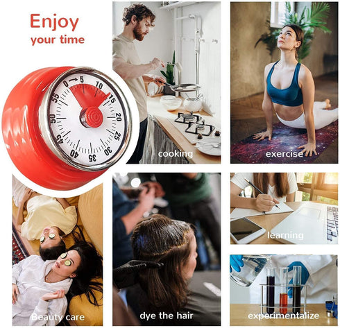 Mechanical Timer - 60 Minutes Visual Countdown Timer for Cooking, Classroom, Game, Study, with Magnetic Alarm Clock.