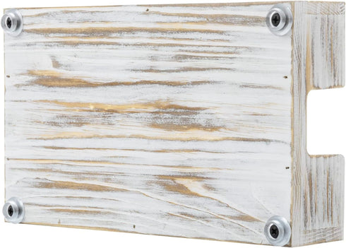 MyGift Shabby White Washed Solid Wood Bathroom Counter Paper Towel Holder, Disposable Napkin Dispenser for Vanity Tray