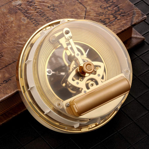 Hicarer 4 1/16 Inch Gold Skeleton Clock Insert with Gold Bezel