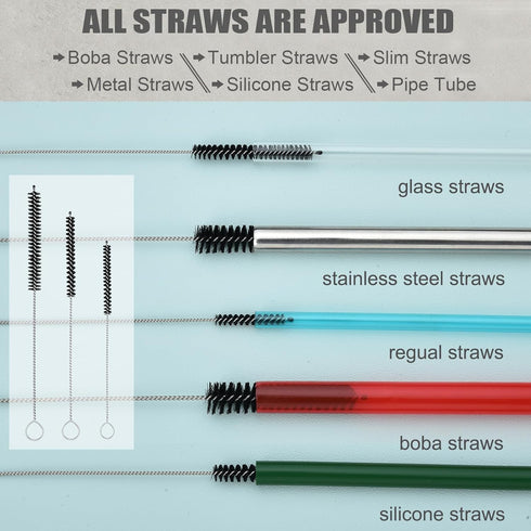 ALINK 8 Pack Black Bottle Brush Cleaning Set - Long Handle Bottle Cleaner with Holder for Narrow Neck Bottles
