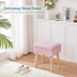 BRIAN & DANY Vanity Stool, Faux Fur Vanity Stool Chair with Storage, Rectangle Makeup Chair Soft Padded Seat with Legs