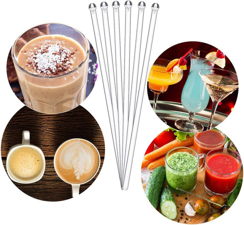 100 Pieces Ball Head Stirrer, Disposable Plastic Round Top Crystal Swizzle Sticks for Cocktail and Coffee Drinks