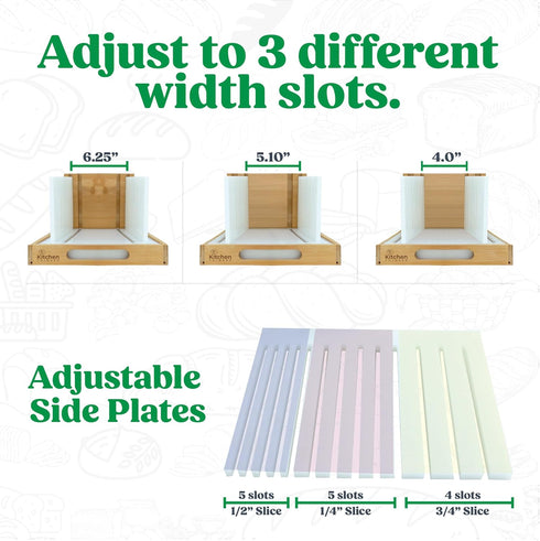 3 3 Upgraded Bread Slicer for Homemade Bread, Adjustable Loaf Widths and Slice Thicknesses, Compact and Foldable Loaf