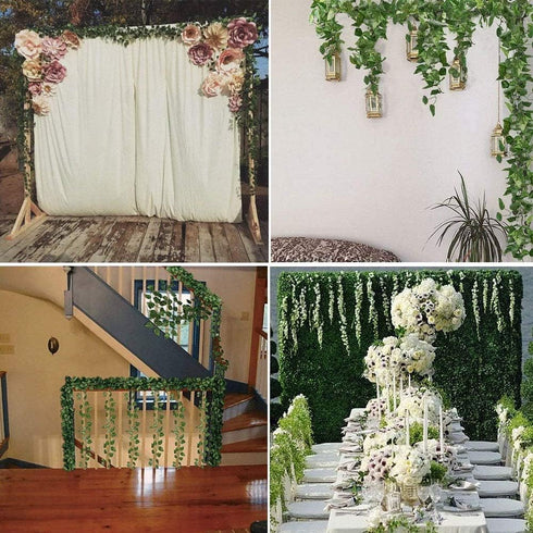 Kalolary 84 Feet Scindapsus Artificial Ivy Garland, 12 Strands Green Leaves Vine for Wedding Arch, Party Decoration