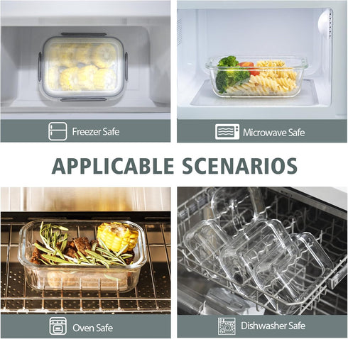 Glass Food Storage Containers with Lids, 20 Pieces Airtight Glass Meal Prep Container Set, Leakproof BPA Free Lunch