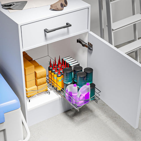 Home Zone Living Pull Out Kitchen Cabinet Organizer, Slide Out Drawer for Space Saving Storage, 11” W x 21” L