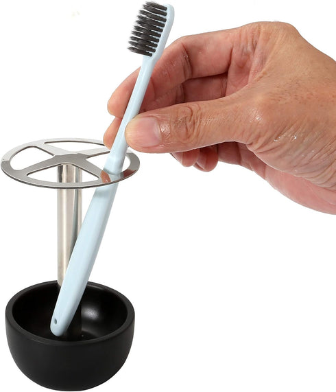 CozyCabin Toothbrush Holder Stand for Razor, Stainless Steel Bathroom Organizer (Black)