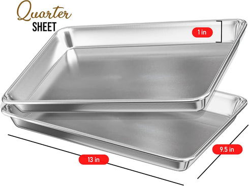 Eatex Aluminum Baking Sheet, Steel 9x13 Baking Pan, Warp and Rust Resistant Cookie Sheets for Baking Nonstick, Baking Sheets for Oven, Quarter Sheet Pan, Durable Sheet Pans for Baking by EATEX