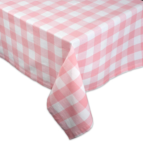DII Buffalo Check Collection Classic Farmhouse Tablecloth, Pink & White, 60 x 84