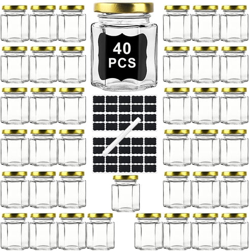 Ritayedet 40 Pack Small Glass Honey Jars with Lids for Wedding Favor,
