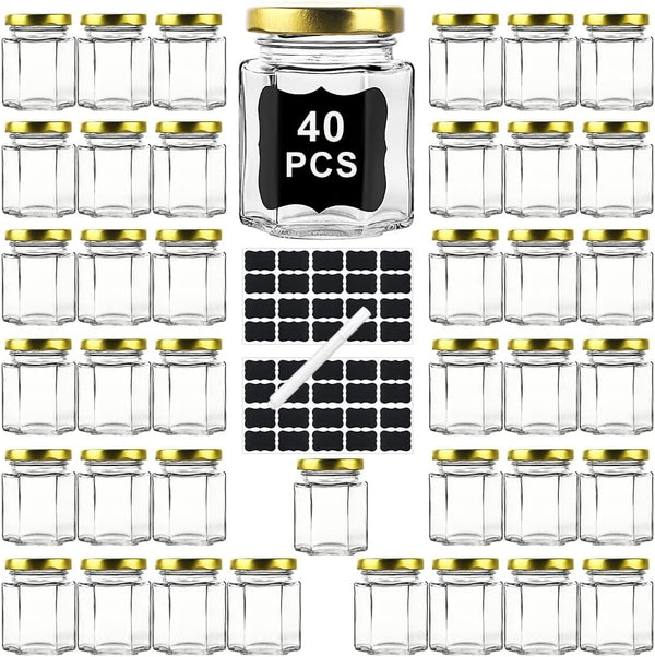 Ritayedet 40 Pack Small Glass Honey Jars with Lids for Wedding Favor,