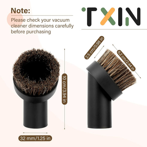 TXIN 4 Pieces Soft Horsehair Bristle Vacuum Attachments, Dusting Brush Cleaner for Small Round Corner/Track