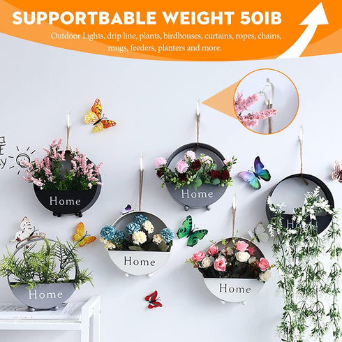 50PCS Windproof Screw Q-Hanger Hooks with Safety Buckle for Hanging Outdoor String Lights, Plants, Christmas