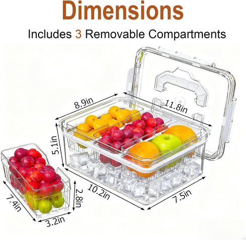 Counter, Bread Box with Ice Chilled Condiment Caddy, Portable Airtight Storage Container with Lid Handle for Kitchen