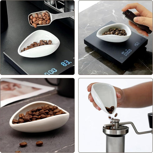Coffee Bean Dosing Cup and Spray Bottle Set, Espresso Accessories, Ceramic Dosing Vessel/Single Dose Measuring Tray