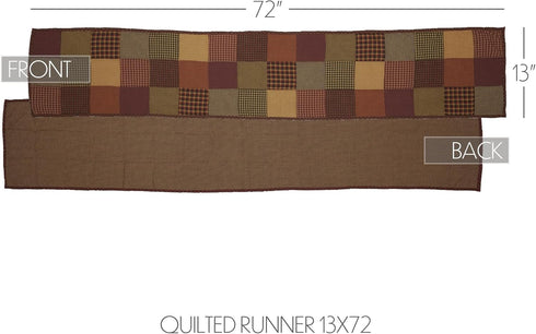 VHC Brands Heritage Farms Cotton Quilted Runner, 13x72, Red