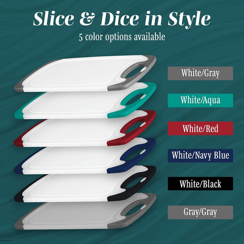 HOMWE Cutting Boards for Kitchen, BPA Free 3-Pack Chopping Board with Non Slip Handles, Aqua