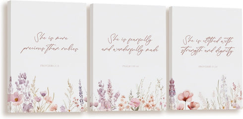 BIWSHA Baby Girl Nursery Decor, Wildflower Nursery Wall Art Decor, Girls Christian