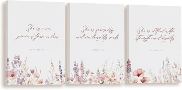 BIWSHA Baby Girl Nursery Decor, Wildflower Nursery Wall Art Decor, Girls Christian