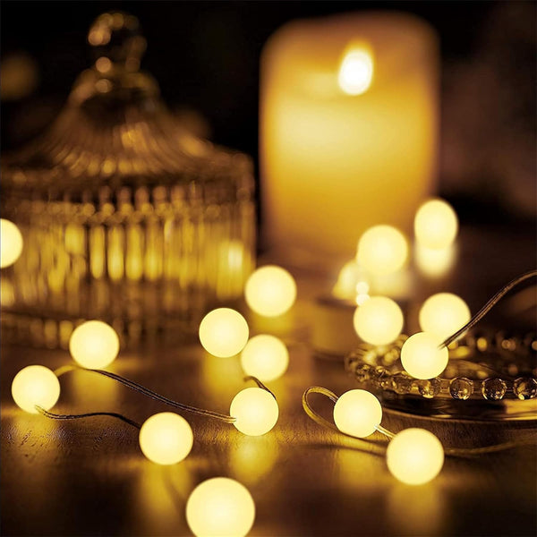 Hiboom 1 Pack Globe Ball String Lights, 10 Ft 30 LEDs 8