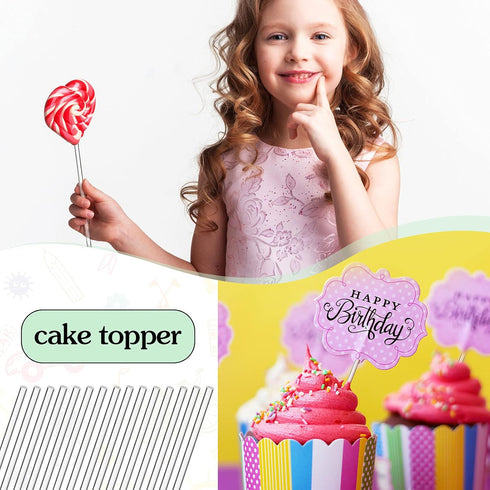 Zopeal 200 Pieces Clear Acrylic Lollipop Sticks for Cake Pops, Candy Treats, Wedding Halloween Christmas Toppers (4