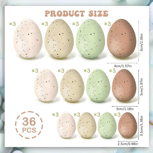 Kidum 36 Pcs Easter Speckled Eggs Vase Filler Plastic Speckled Eggs Faux Eggs for Decoration Bowl DIY Spring Displays