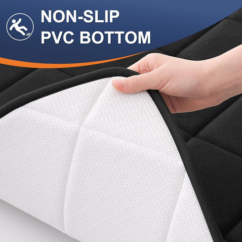 OLANLY Memory Foam Bath Mat 30x20, Ultra Soft Absorbent Bathroom Rug, Machine Washable Black Bath Carpet