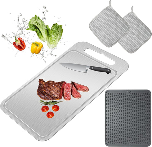 Fzcllmy Titanium Cutting Board-Pure Titanium Cutting Boards For KitchenDouble-Sided Metal Cutting Board with