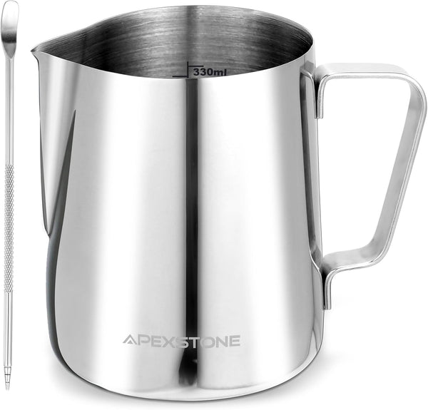 Apexstone 12 oz Coffee Steaming Pitcher, Espresso Milk Frothing Cup, 12 oz/350 ml