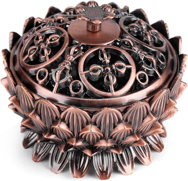 Vintage Lotus Shape Incense Burner - Charcoal Incense Holder for Office & Home Decoration
