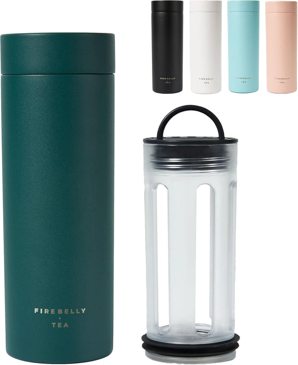 Firebelly Tea, Travel Tea Infuser Mug with Strainer, Insulated Tumbler for Loose
