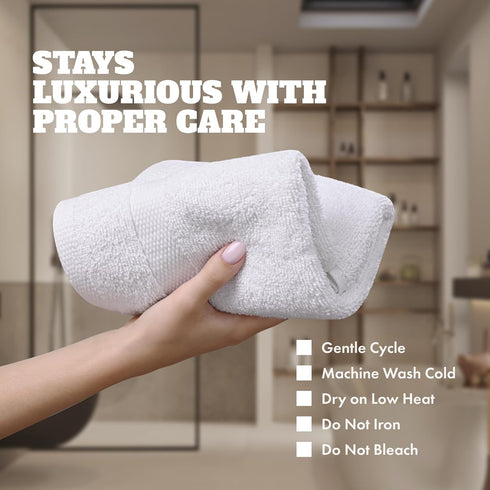 12 Pack 600 100% 12x12 Inches Wealuxe White Washcloths - GSM Ring-Spun Cotton Wash Cloths for Showering, Highly
