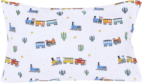 Scientific Sleep 100% Cozy Set, Set Little Train Cactus Cute Fun Cotton Twin Bed Sheet Flat Sheet & Fitted Sheet