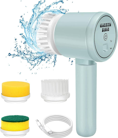 Electric Spin Scrubber, Folding Rechargeable Cleaning Brush for Bathroom with 3 Replaceable Brush Heads