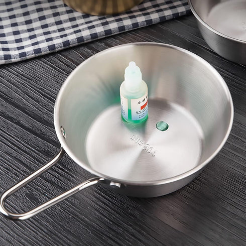 2Pcs Makgeolli Bowls, 304 Stainless Steel Korean Traditional Round Rice Bowl, Small, Silver