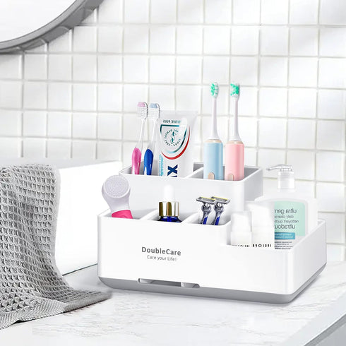 Toothbrush Holder with Anti-Slip: Multifunctional Bathroom Organizer Caddy for Easy Cleaning & Storage