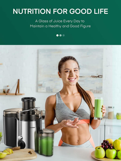 3-Speed Setting, 400 Juicer Machines, HOUSNAT Juicer Whole Fruit and Vegetables with W Motor Quick Juicing Ideal
