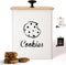 Large Cookie Jar with Airtight Bamboo Lid: 6"W x 6"D x 8"H White Iron Cookie Tin, Farmhouse Decorative Kitchen Counter