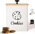 Large Cookie Jar with Airtight Bamboo Lid: 6"W x 6"D x 8"H White Iron Cookie Tin, Farmhouse Decorative Kitchen Counter