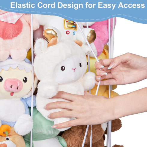 Dmticoasis Stuffed Animal Storage Metal Tube Small Toy Storage Organizer with Elastic Cord, Multifunctional Garage Ball